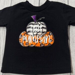 Clementine Baby Girls Charming “Little Pumpkin” Graphic Black Tee -